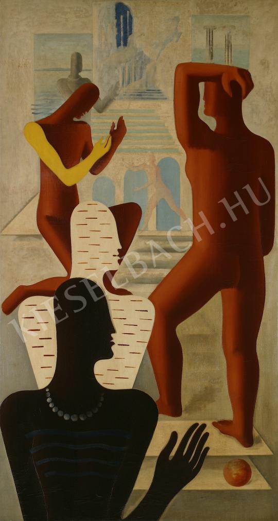 Martyn, Ferenc - Figures in a Zigzag Structure, 1928 painting