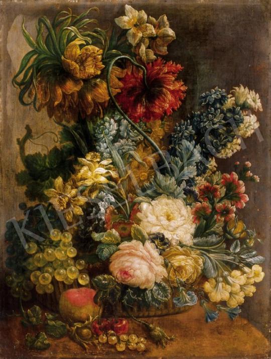 Ismeretlen osztrák festő, 1840 körül - Virágcsendélet szőlővel | 23. Aukció aukció / 83 tétel