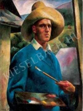  Patkó, Károly - Self-Portrait in a Hat (The Painter at Work), 1925 painting