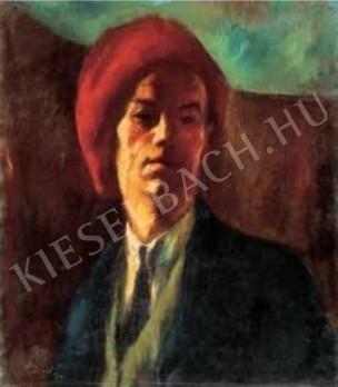  Szőnyi István - Önarckép vörös sapkában, 1919 festménye