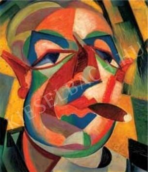  Scheiber, Hugó - Self-Portrait with a Cigar, c. 1930 painting