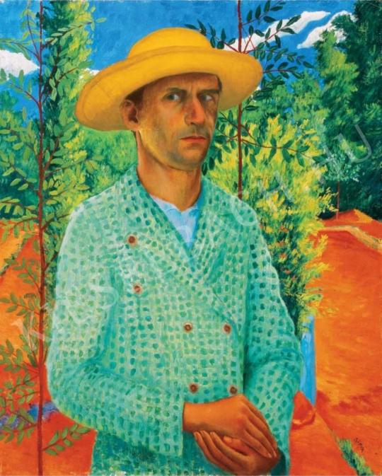  Czimra Gyula - Önarckép szalmakalappal, 1934 festménye
