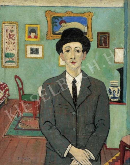  Vörös, Géza - Man in a Hat (Self-Portrait), c. 1930 painting