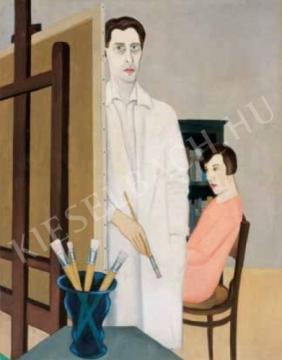 Vaszkó, Ödön - Self-Portrait with a Model, c. 1930 painting