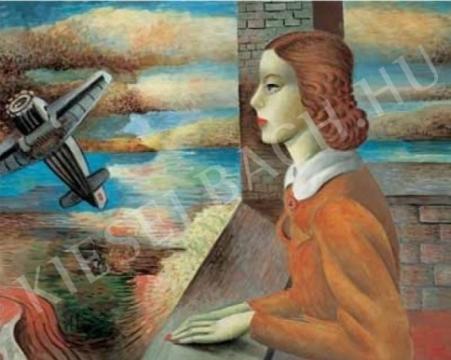 Klie, Zoltán - Girl and 'Iron Bird', 1935 painting