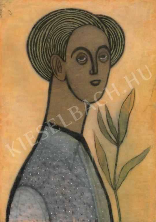 Vajda, Lajos - Self-Portrait with a Lily, 1936 painting