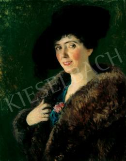  Glatz, Oszkár - Hatted Woman with a Rose, 1920 