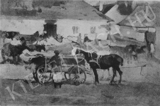 Deák Ébner, Lajos - In Front of the Pub painting