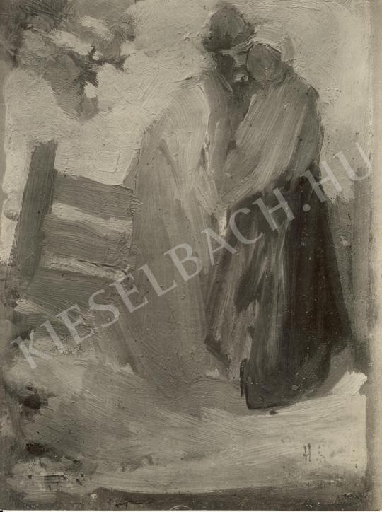 Unknown painter - Man and Woman by the Fence painting