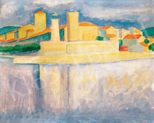  Czigány Dezső - Kisváros a Cote d'Azure-ön, (Dél-francia móló), 1930 körül | 29. Aukció aukció / 151 tétel