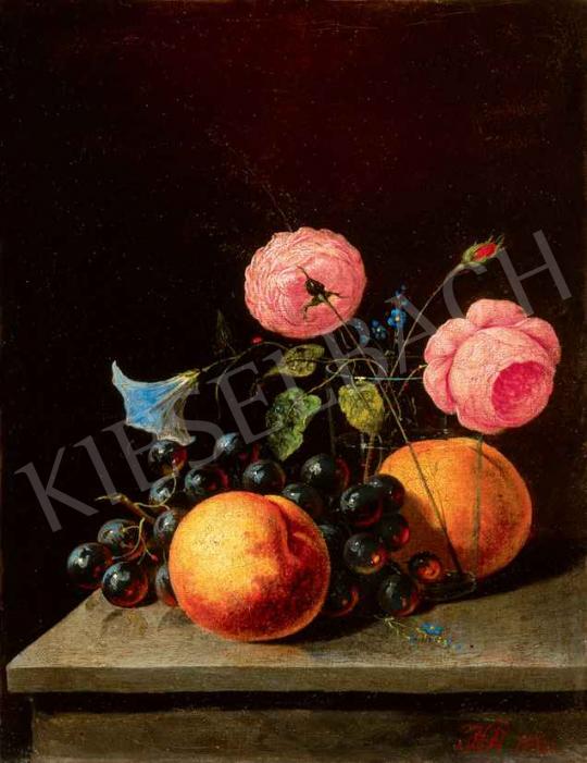 Bécsi festő, 1881 - Csendélet őszibarackkal, szőlővel és rózsákkal | 29. Aukció aukció / 156 tétel