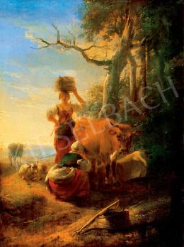 Berchem, Nicolas Claes Pieters - Woman Milking Cows in Landscape, 1665 