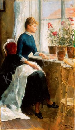  Jendrassik, Jenő - Young Lady with Flowers, 1889 