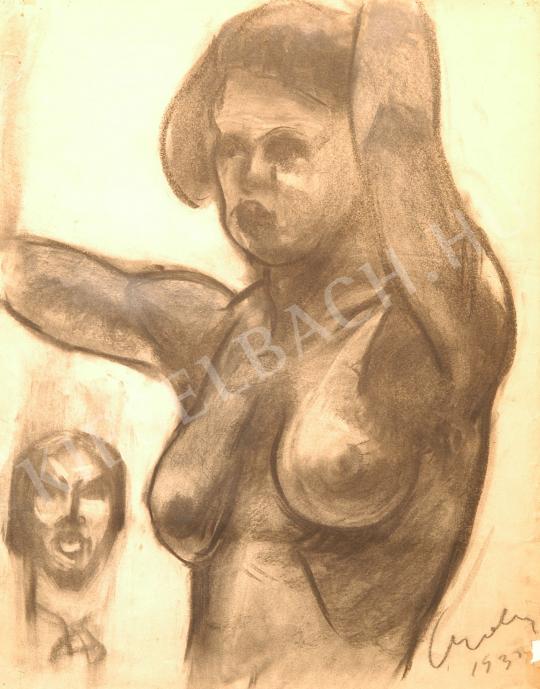  Czóbel, Béla - Female Semi-Nude, Study to the Muse painting