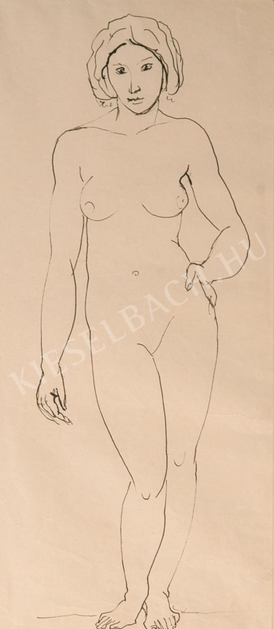  Kernstok Károly - Álló női akt, bal keze csípőn festménye