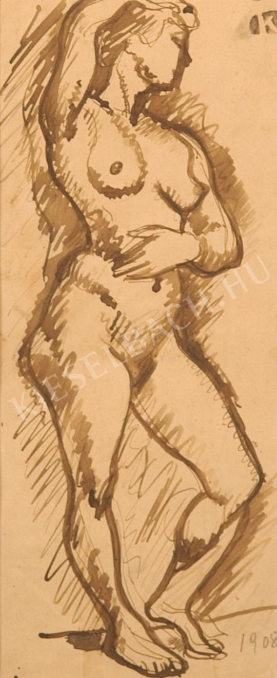  Kernstok, Károly - Standing Female Nude painting