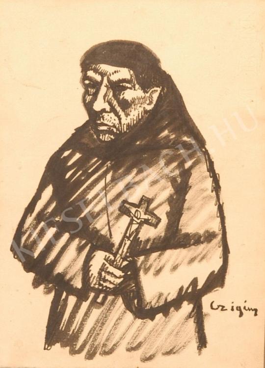  Czigány, Dezső - Self-Portrait in a Frock painting