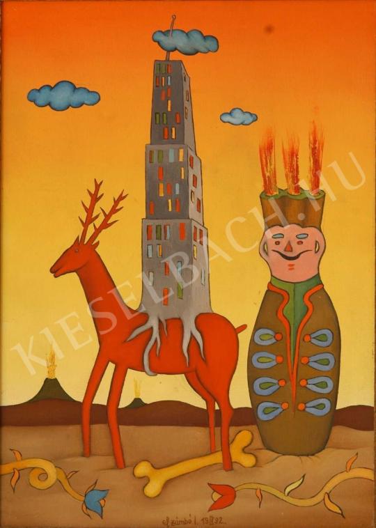  Ef Zámbó, István - Skyscraper Riding a Deer, 1992 painting