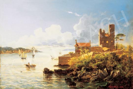  Györök, Leó - Romantic Beach Scene with Sailing Boats, 1883 | 31st Auction auction / 51 Lot